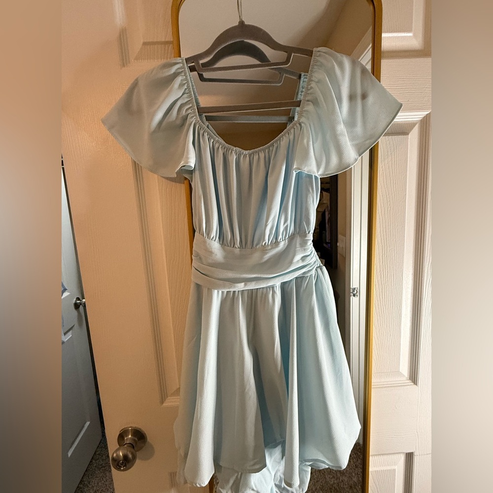 Light Blue Off Shoulder Romper, Women’s Small